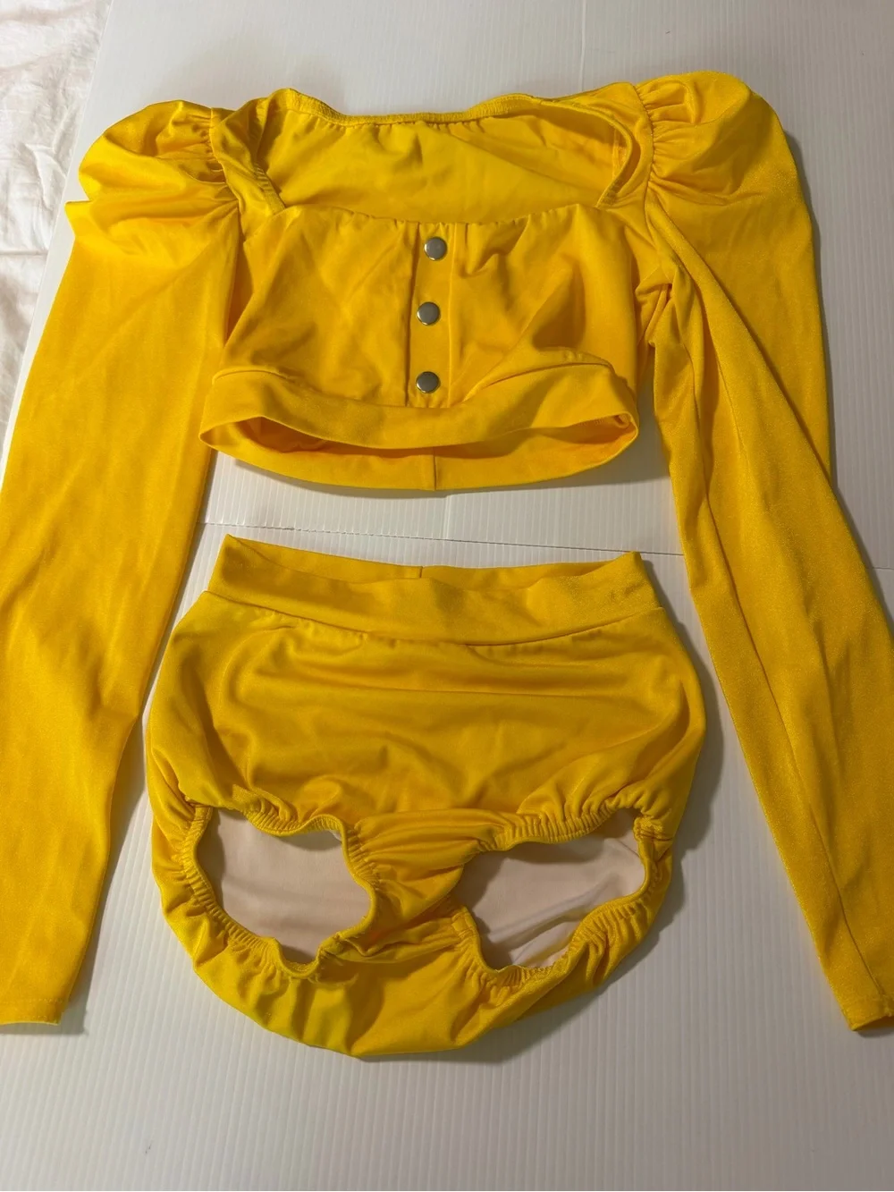 Kelle dance yellow costume 2 piece trunks top POWER THREADS 2821 teen XSA